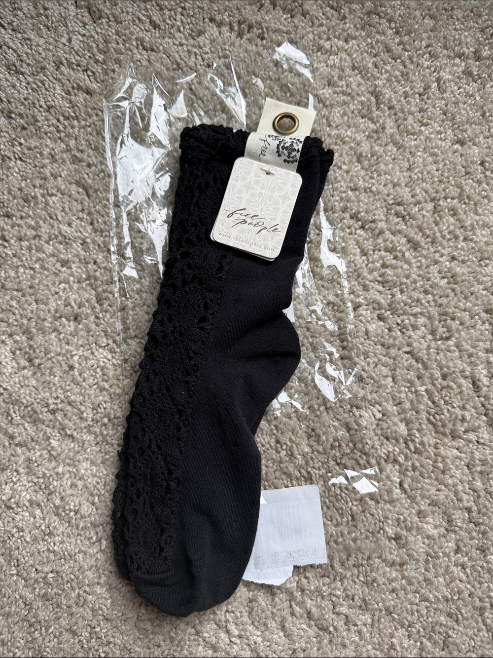 Free People Black Lace-Trim Ankle Socks